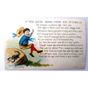 Fortune Fantasy Postcard Horoscope Astrology Scorpion Poem Sign 1907 Minard
